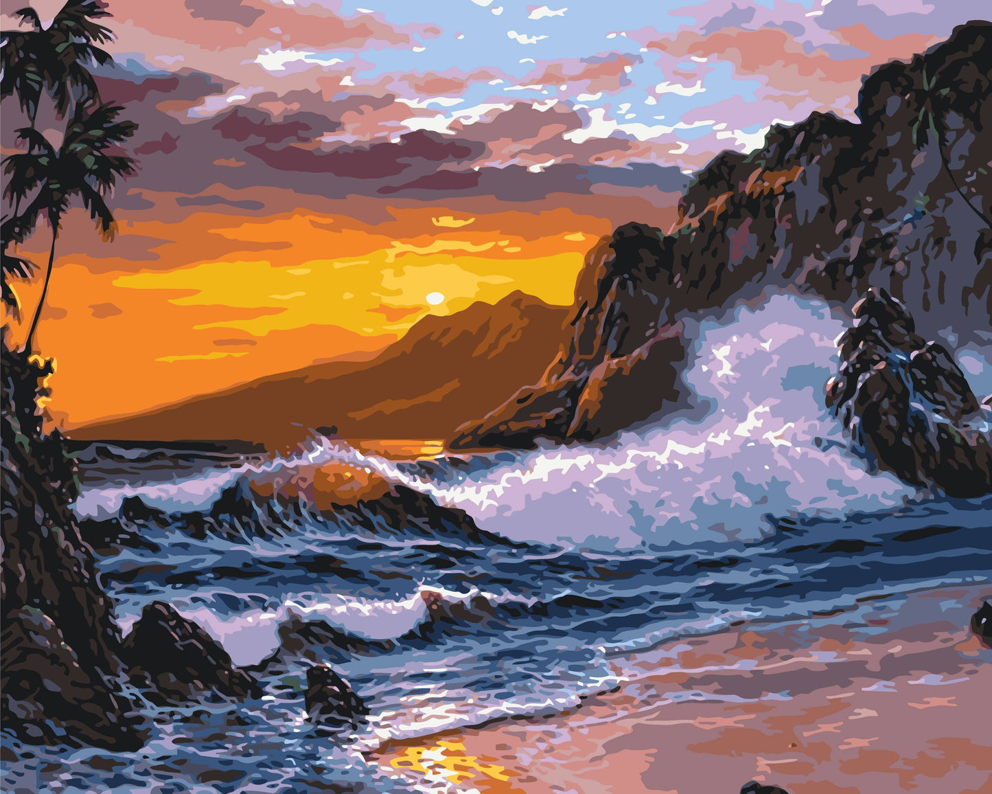 Mal efter tal – Hav ved solnedgang – mal efter tal 40 x 50 cm