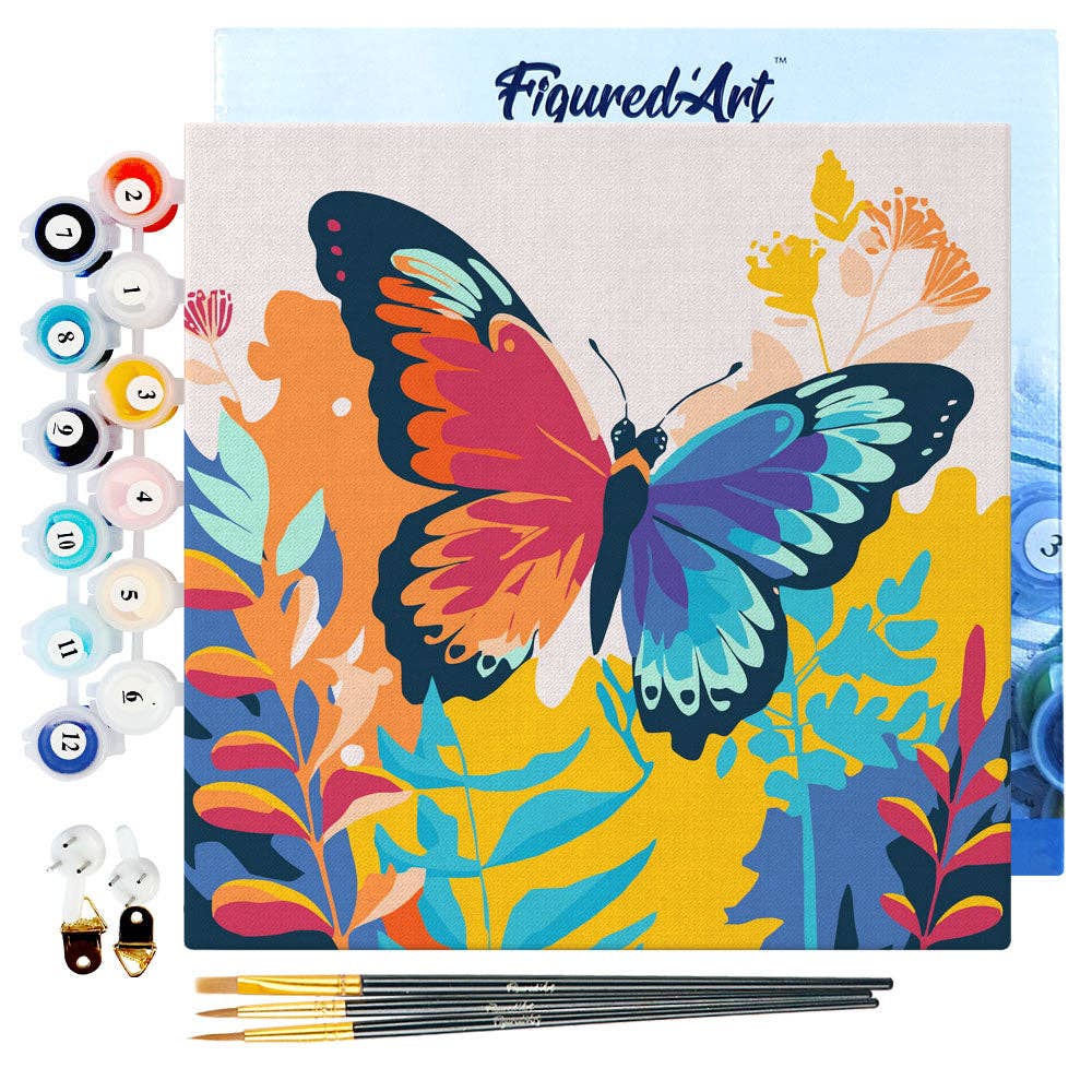 Mal efter tal mini – Tropisk sommerfugl – 20 x 20 cm
