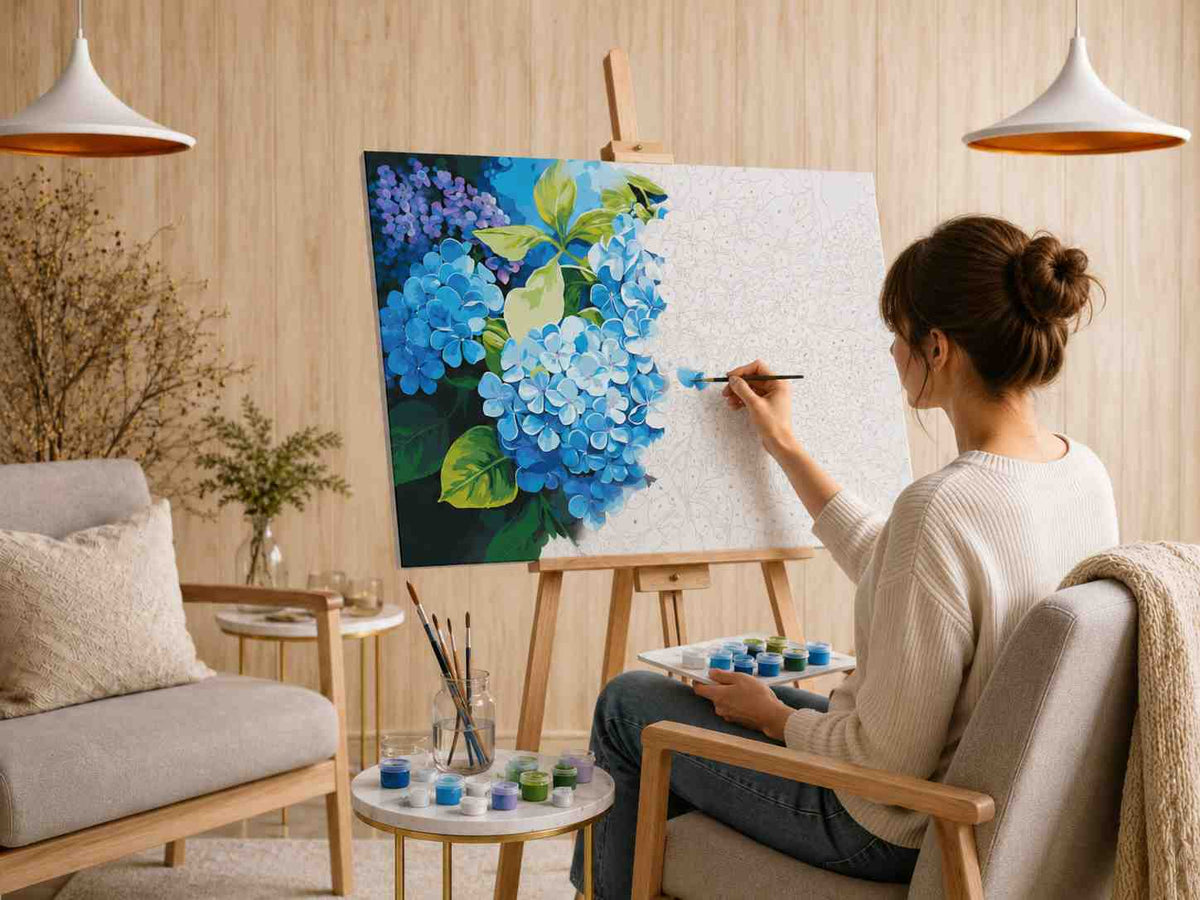 Mal efter tal – Blå hortensia