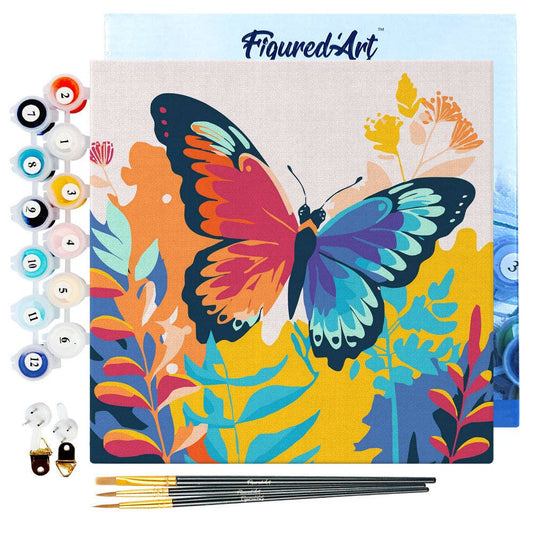 Mal efter tal mini – Tropisk sommerfugl – 20 x 20 cm