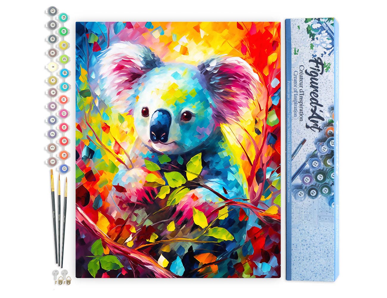 Mal efter tal – Farverig abstrakt koala – 40 x 50 cm