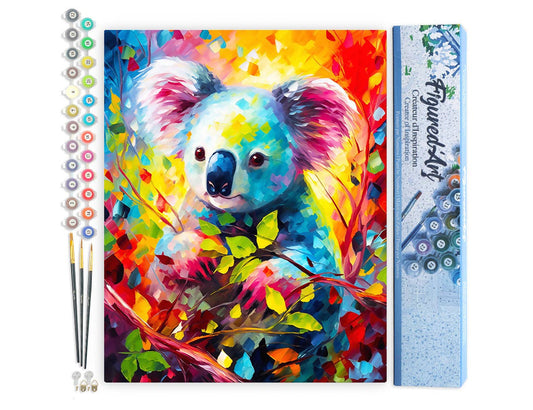 Mal efter tal – Farverig abstrakt koala – 40 x 50 cm