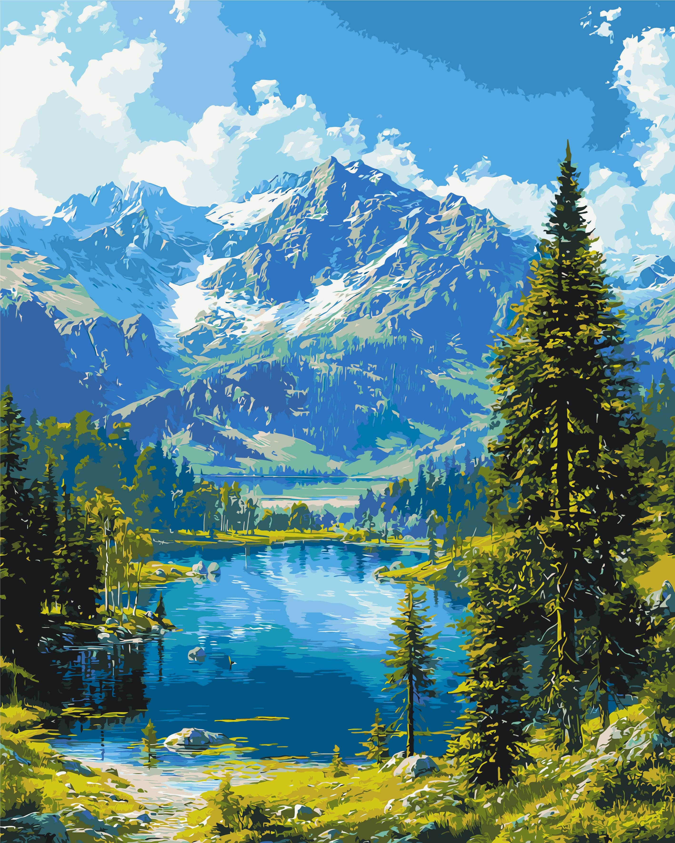 Mal efter tal – Bjergenes ro – mal efter tal 40 x 50 cm