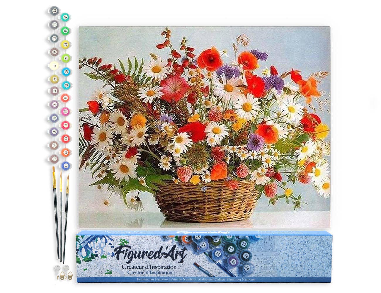 Mal efter tal – Farverig blomsterbuket – 40 x 50 cm