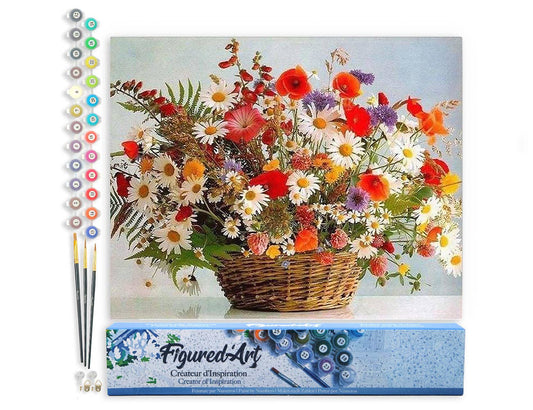 Mal efter tal – Farverig blomsterbuket – 40 x 50 cm