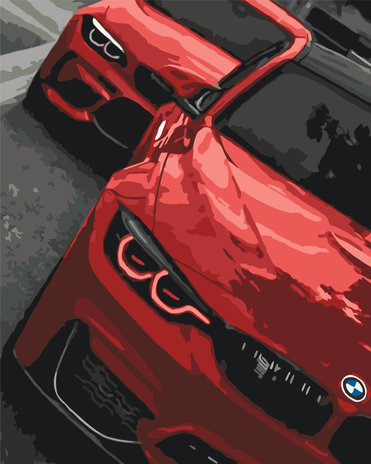 Mal efter tal – Rød BMW – mal efter tal 40 x 50 cm
