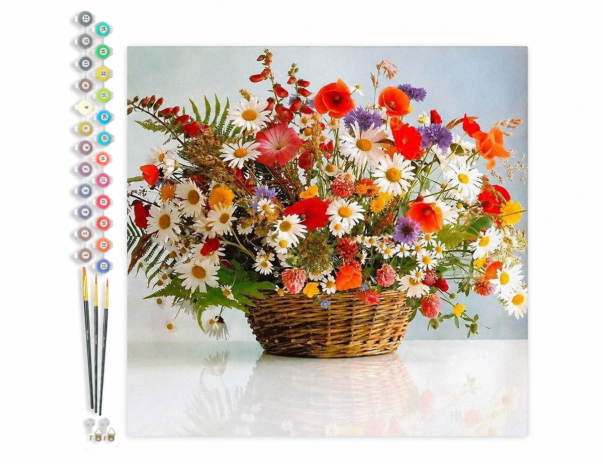 Mal efter tal – Farverig blomsterbuket