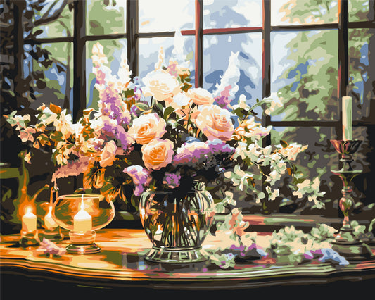 Mal efter tal – Vilde blomster på bord – mal efter tal 40 x 50 cm