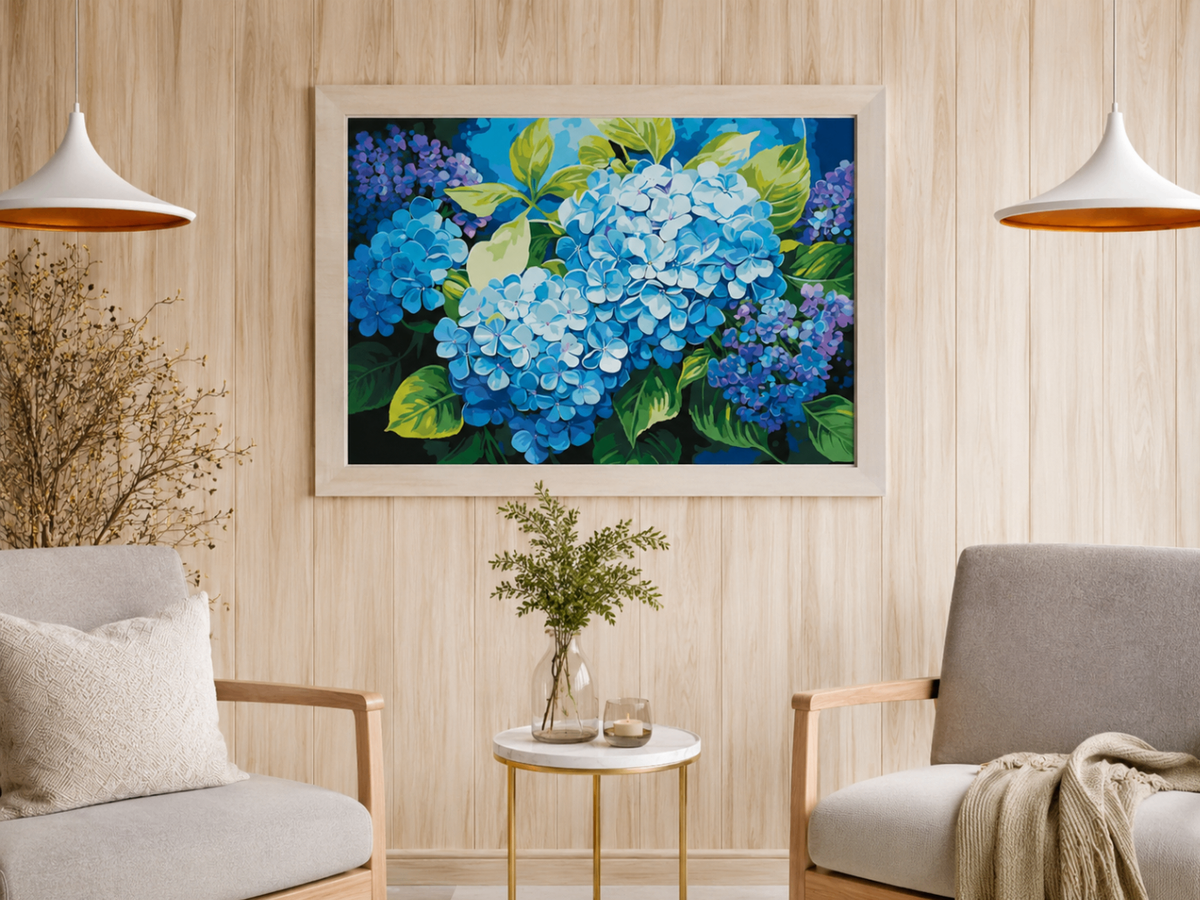 Mal efter tal – Blå hortensia