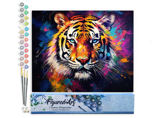 Mal efter tal – Farverig abstrakt tiger – 40 x 50 cm